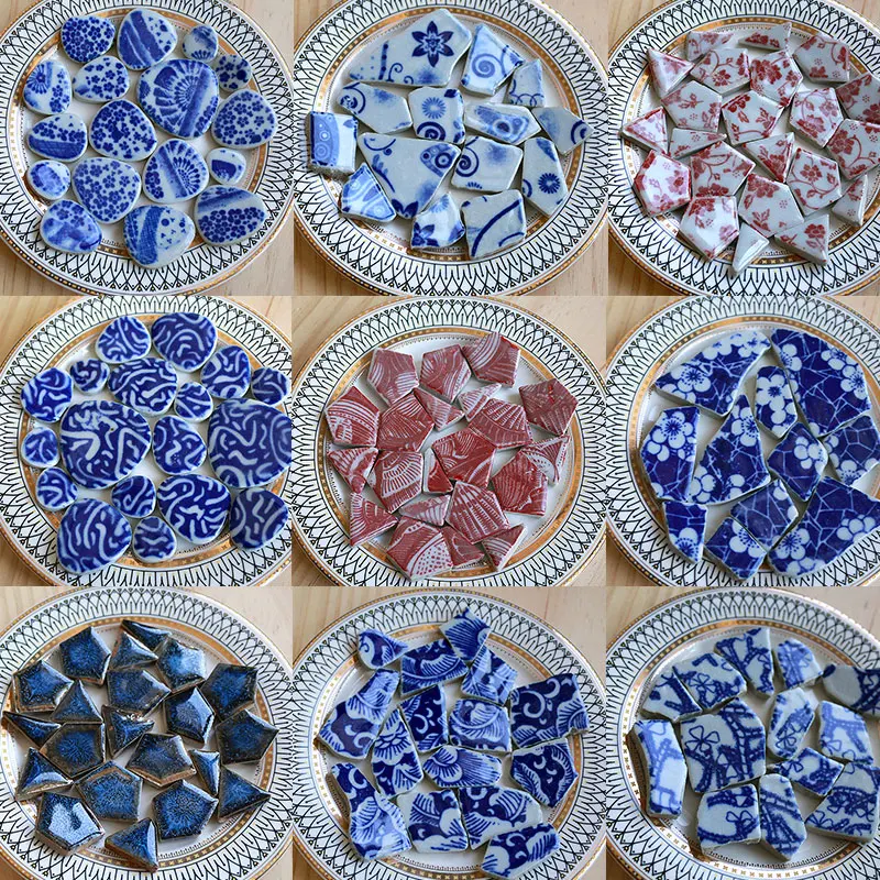 Ceramic Tile Blank - 100 g ovale Keramik-Mosaikfliesen, mehrfarbiges Mosaikstück,