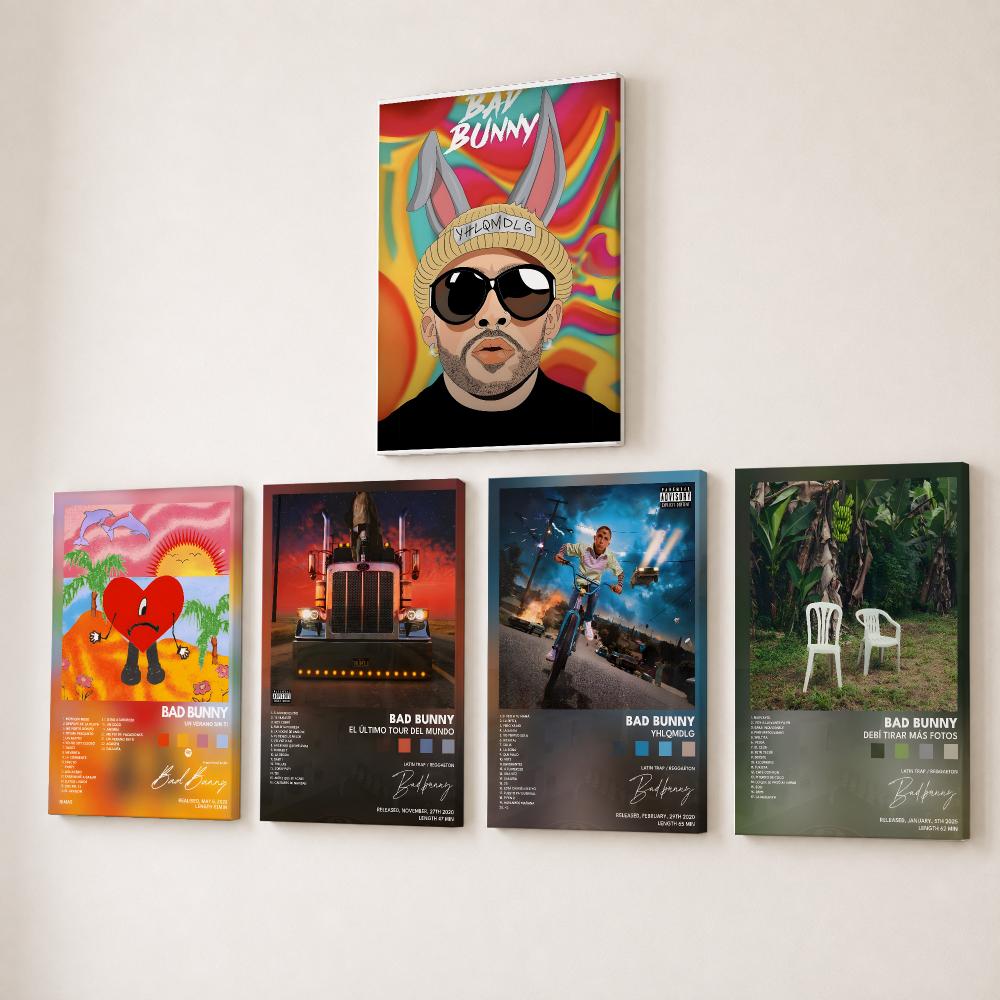 Canvas Wrap Ready - Rapper Sänger B-bad Bunny Gemälde Kalligraphie